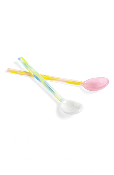 Shop Hay Set Of 2 Flat Handle Glass Spoons In Light Pink And White