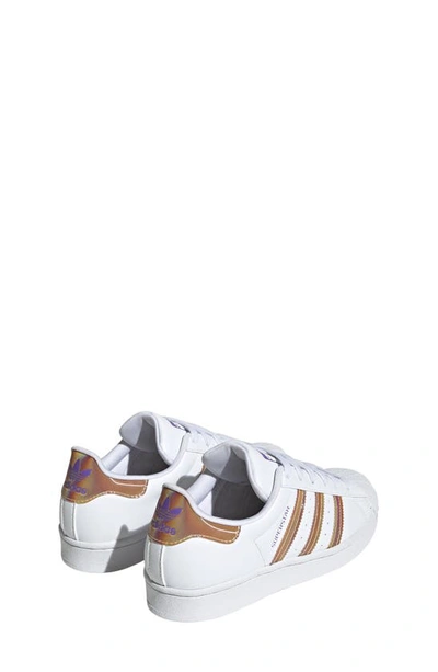 Adidas Originals Superstar Sneaker In White/ White/ Purple Rush