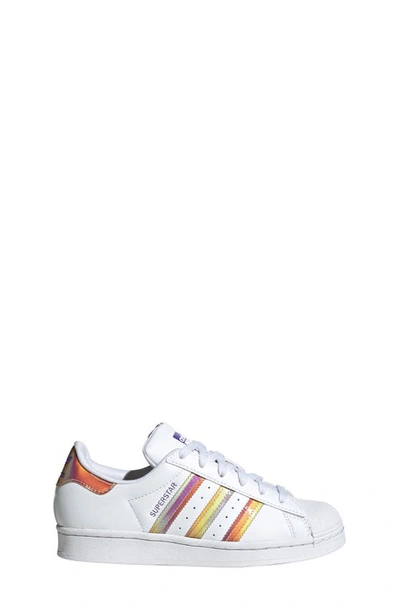 Adidas Originals Superstar Sneaker In White/ White/ Purple Rush