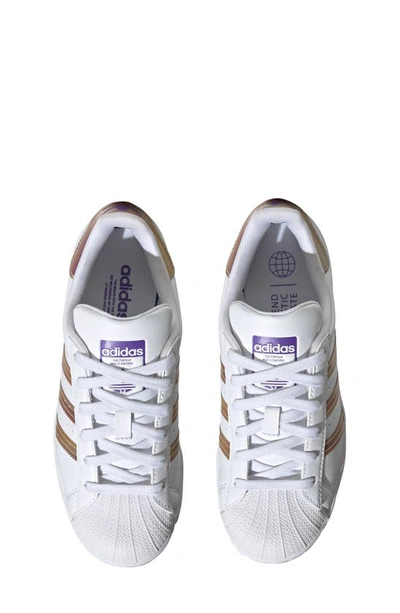 Adidas Originals Superstar Sneaker In White/ White/ Purple Rush