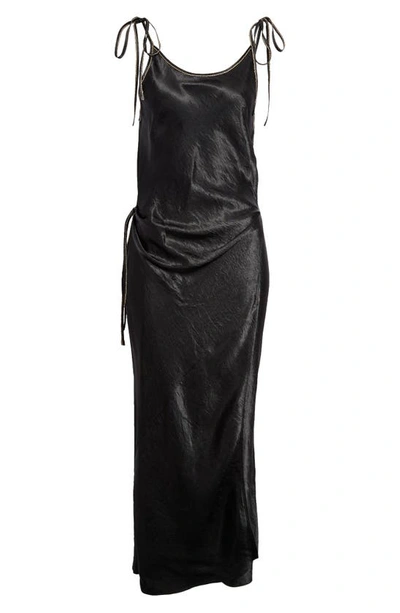 Shop Acne Studios Dayla Crinkle Satin Wrap Dress In Black