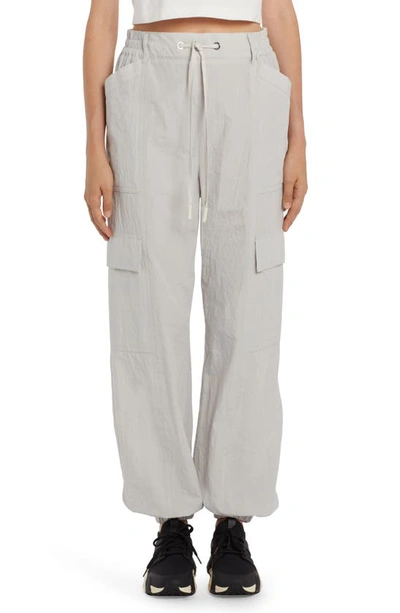 Shop Moncler Drawstring Cotton Cargo Pants In Grey