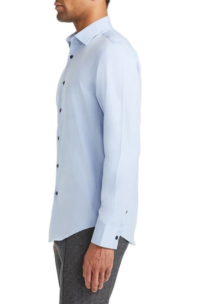 Shop Brooklyn Brigade Extra Trim Fit Stretch Cool Temp Dress Shirt & Face Mask In Soft Blue