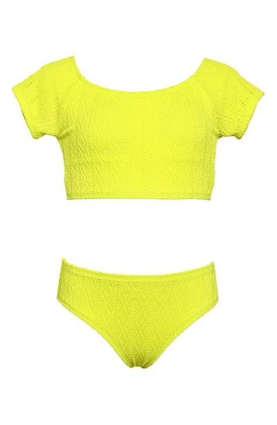 Shop Hobie Kids' Apple Cap Sleeve Two-piece Swimsuit In Citron