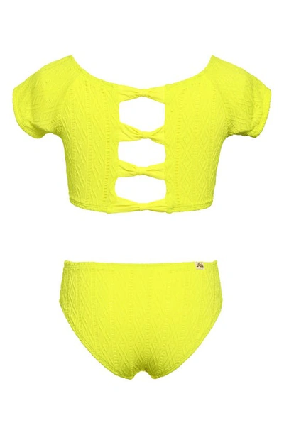 Shop Hobie Kids' Apple Cap Sleeve Two-piece Swimsuit In Citron