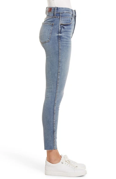 Shop Whetherly Cooper High Waist Raw Hem Crop Skinny Jeans In Med Napels