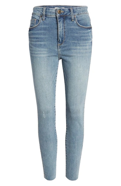Shop Whetherly Cooper High Waist Raw Hem Crop Skinny Jeans In Med Napels