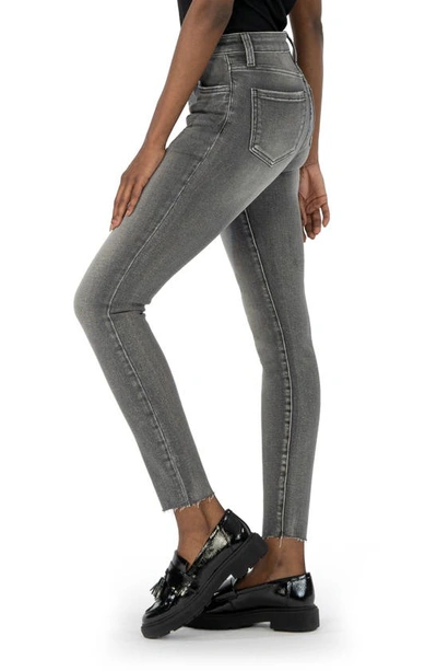 Shop Kut From The Kloth Mia Fab Ab Exposed Button High Waist Raw Hem Skinny Jeans In Urbane