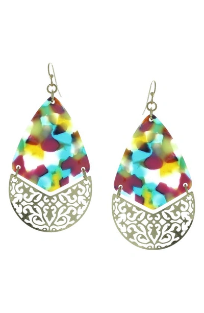 Olivia Welles Quinn Filigree Drop Earrings In Worn Gold / Multi