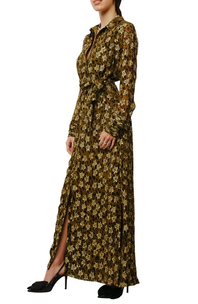 Shop Ciebon Jynai Long Sleeve Shirtdress In Brown