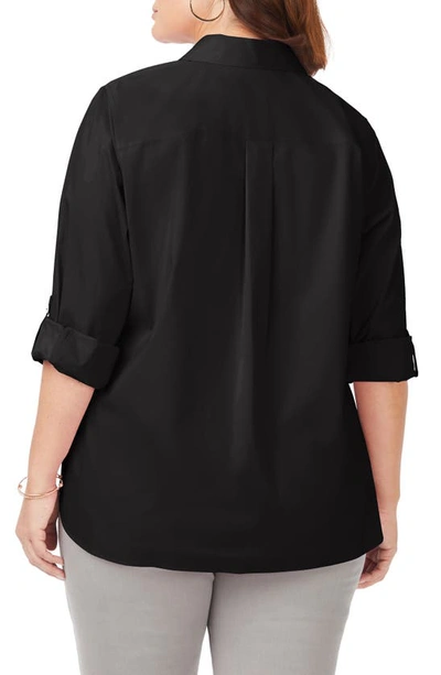 Shop Foxcroft Cole Roll Sleeve Button-up Shirt In Black