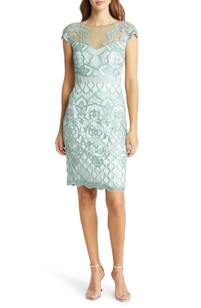 Shop Tadashi Shoji Sequin Lace Body-con Cocktail Dress In Mint