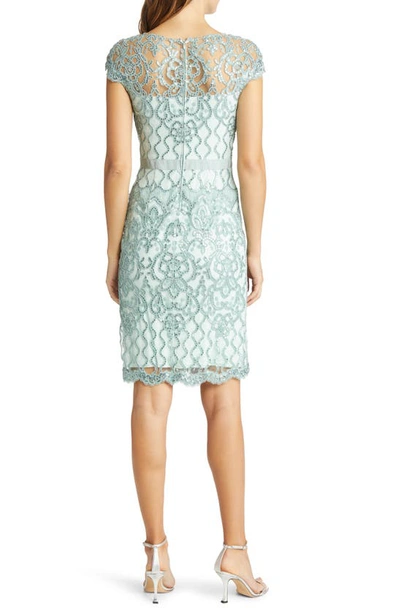 Shop Tadashi Shoji Sequin Lace Body-con Cocktail Dress In Mint