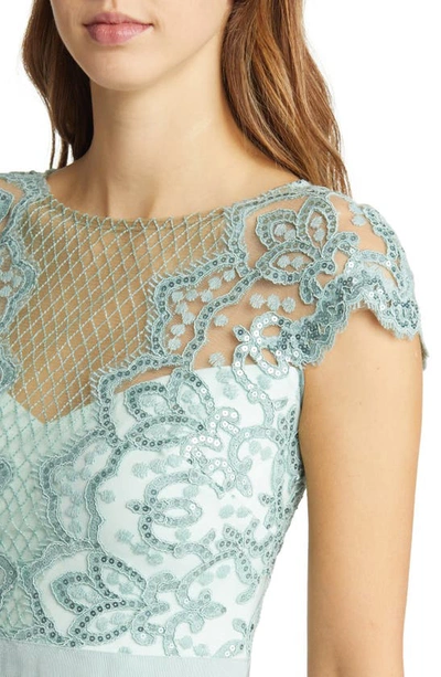 Shop Tadashi Shoji Sequin Lace Body-con Cocktail Dress In Mint