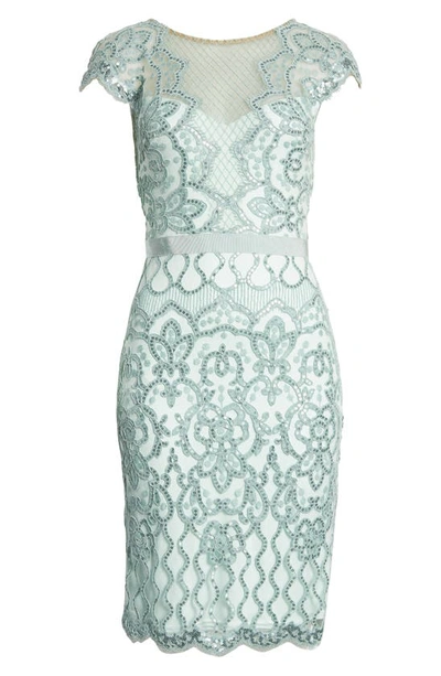 Shop Tadashi Shoji Sequin Lace Body-con Cocktail Dress In Mint