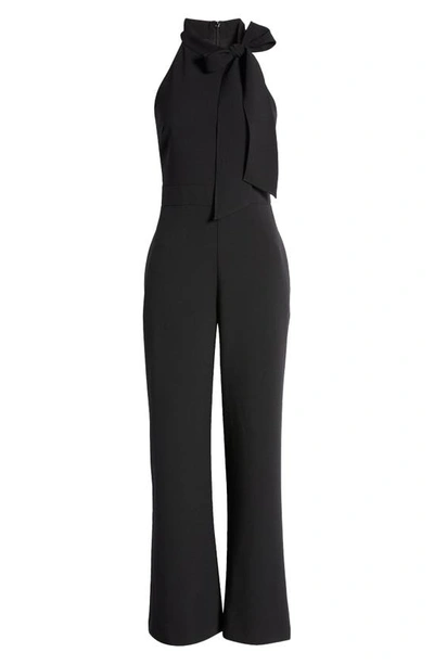 Shop Vince Camuto Bow Neck Stretch Crepe Jumpsuit In Black
