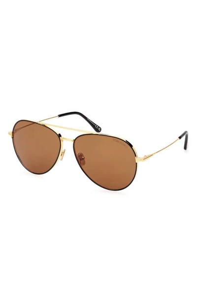 Shop Tom Ford Dashel 62mm Oversize Aviator Sunglasses In Shiny Gold / Vintage Brown