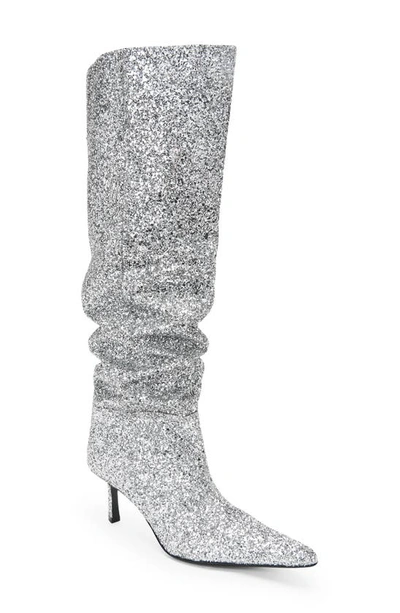 Silver glitter slouch boots cheap