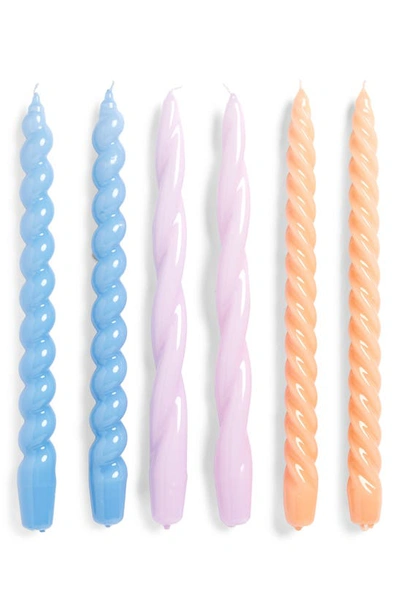 Shop Hay Spiral 6-pack Assorted Candles In Lilac Light Blue Dark Peach