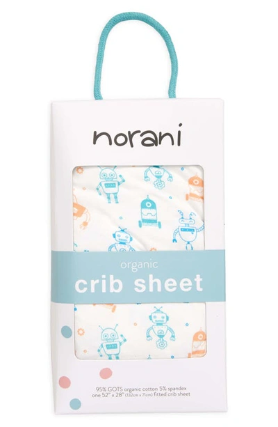 Shop Norani Stretch Organic Cotton Crib Sheet In Blue/ Green