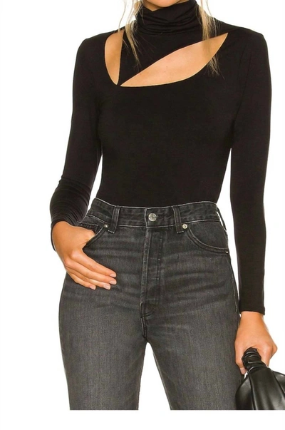 Shop Krisa Cutout Turtleneck Top In Black