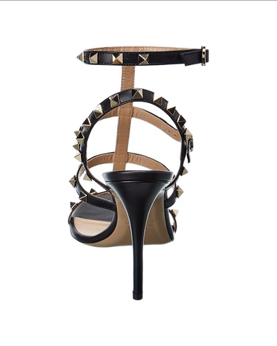 Shop Valentino Rockstud Caged 100 Leather Sandal In Black