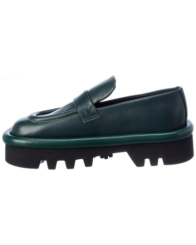 Shop Jw Anderson Bumper Leather Loafer In Green