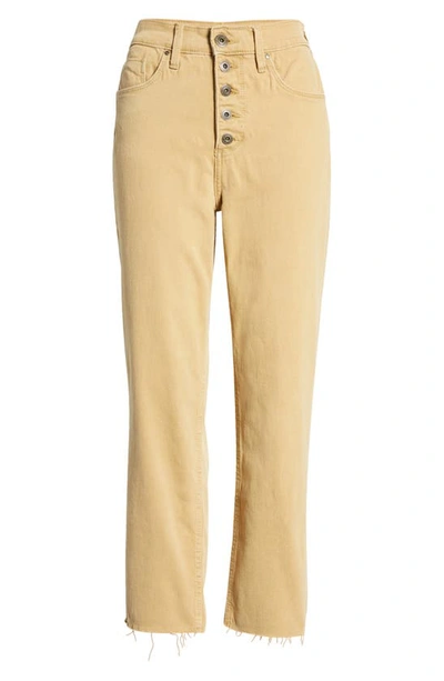 Shop Whetherly Pierce Raw Hem High Waist Crop Straight Leg Jeans In Cinnamon