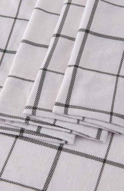 Woven & Weft Turkish Cotton Windowpane Printed Flannel Sheet Set In Windowpane - White / Grey