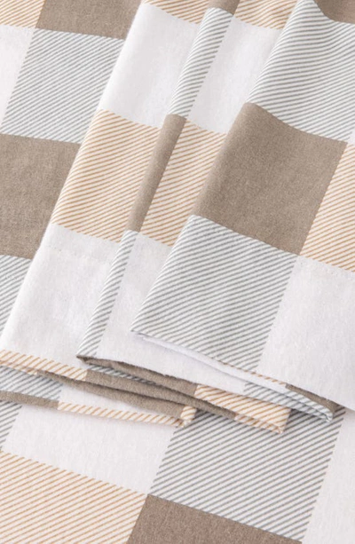 Woven & Weft Turkish Cotton Printed Flannel Sheet Set In Soft Taupe / Pale Grey