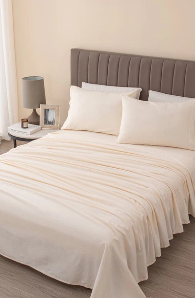 Woven & Weft Cotton Solid Flannel Sheet Set In Pristine Ivory