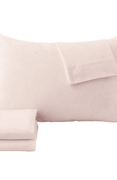 Woven & Weft Cotton Solid Flannel Sheet Set In Blush Pink