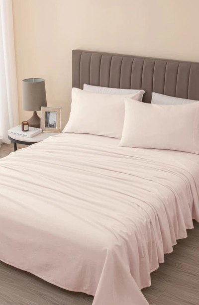 Woven & Weft Cotton Solid Flannel Sheet Set In Blush Pink