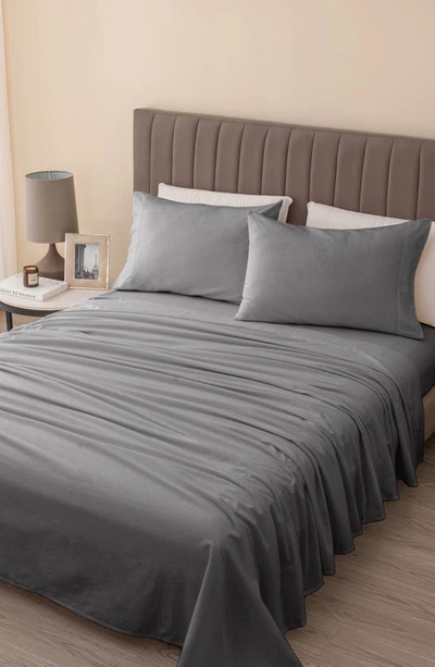 Woven & Weft Cotton Solid Flannel Sheet Set In Frost Grey