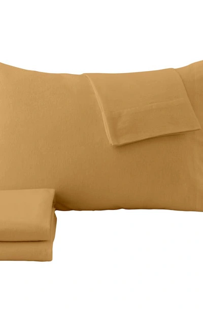Woven & Weft Cotton Solid Flannel Sheet Set In Marigold