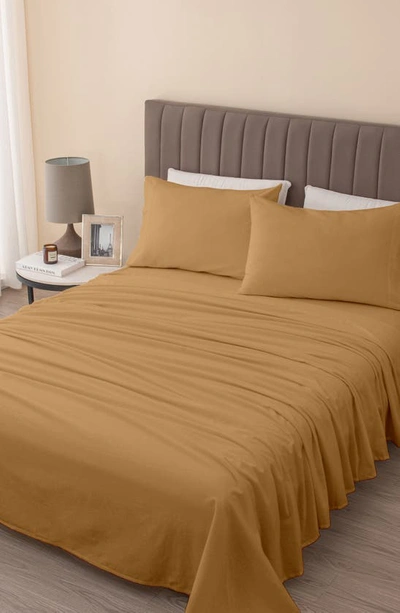 Woven & Weft Cotton Solid Flannel Sheet Set In Marigold