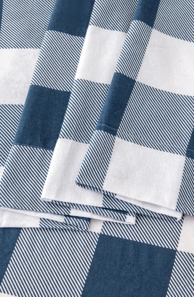 Woven & Weft Turkish Cotton Check Printed Flannel Sheet Set In Buffalo Check - Navy