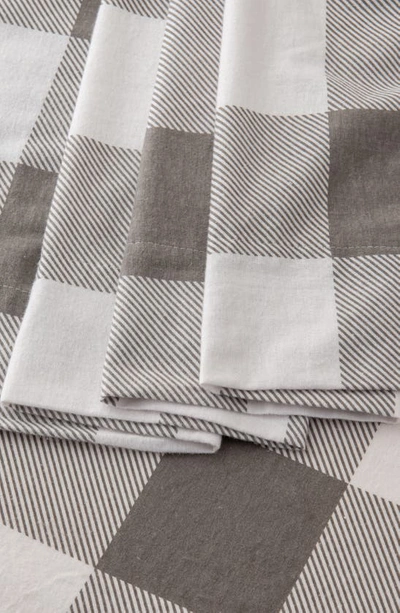 Woven & Weft Turkish Cotton Check Printed Flannel Sheet Set In Buffalo Check - Grey
