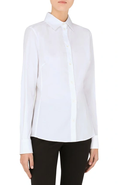 Shop Dolce & Gabbana Stretch Cotton Button-up Shirt In Optic White