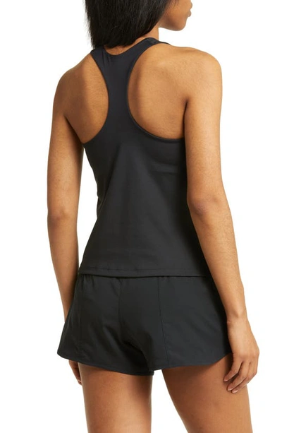 Shop Nike Dri-fit Swoosh Bra Racerback Tank In Black/ Black/ White