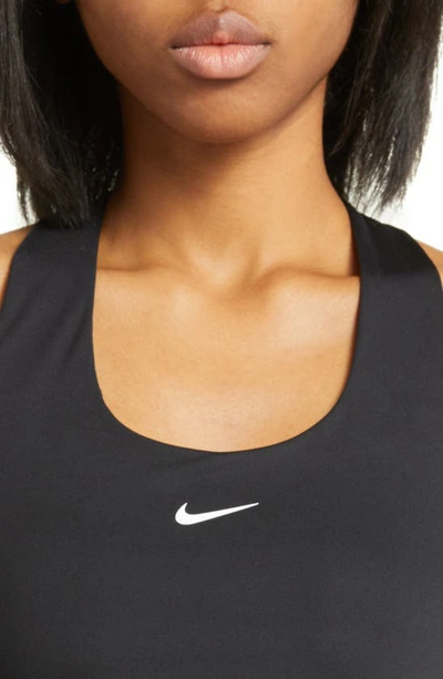 Nike Women's Swoosh Medium-support Padded Sports Bra Tank Top In Black/ Black/ White