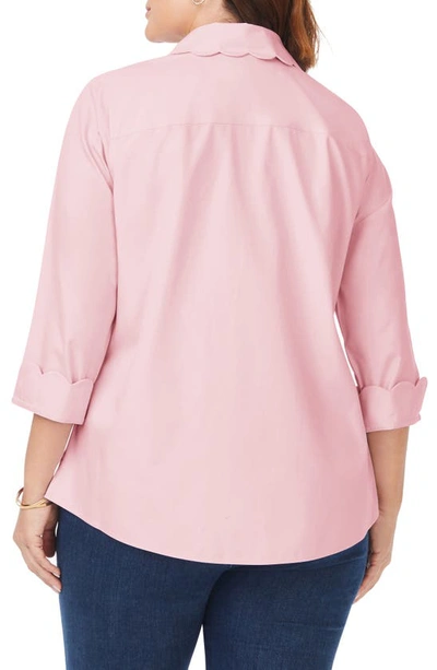 Shop Foxcroft Gwen Cotton Button-up Shirt In Chambray Pink