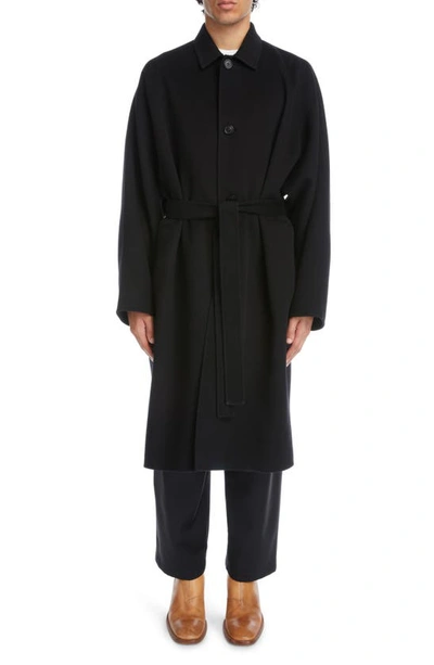 Shop Acne Studios Belted Double Face Wool Coat In Black