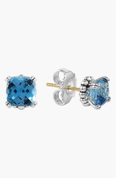 Shop Lagos 'prism' Stud Earrings In Silver/ Blue Topaz