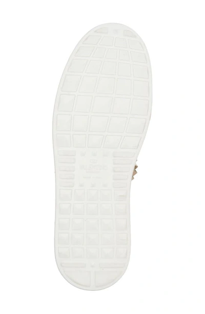 Valentino Garavani Flatform Rockstud Untitled Trainer In Calfskin And Wool Woman White 39 In 0bo Bianco