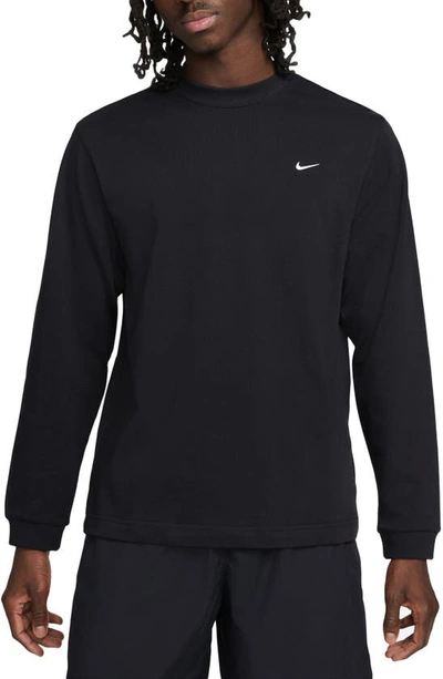 Shop Nike Solo Swoosh Long Sleeve T-shirt In Black/ White