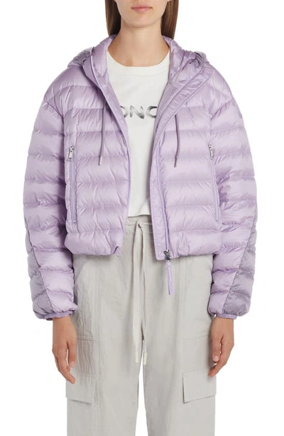 Shop Moncler Sylans Colorblock Hooded Down Jacket In Purple