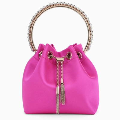 Shop Jimmy Choo | Wisteria Satin Bucket Bag With Crystals In Purple