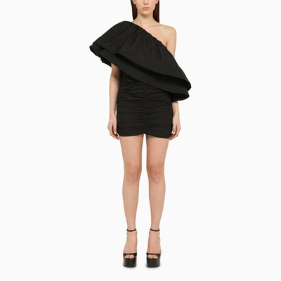 Shop Rotate Birger Christensen Black One-shoulder Dress
