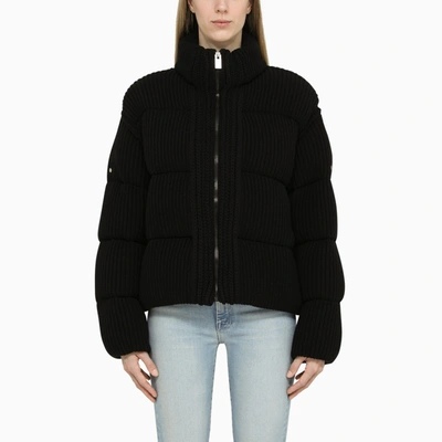 Shop Moncler Genius Black Knitted Down Jacket